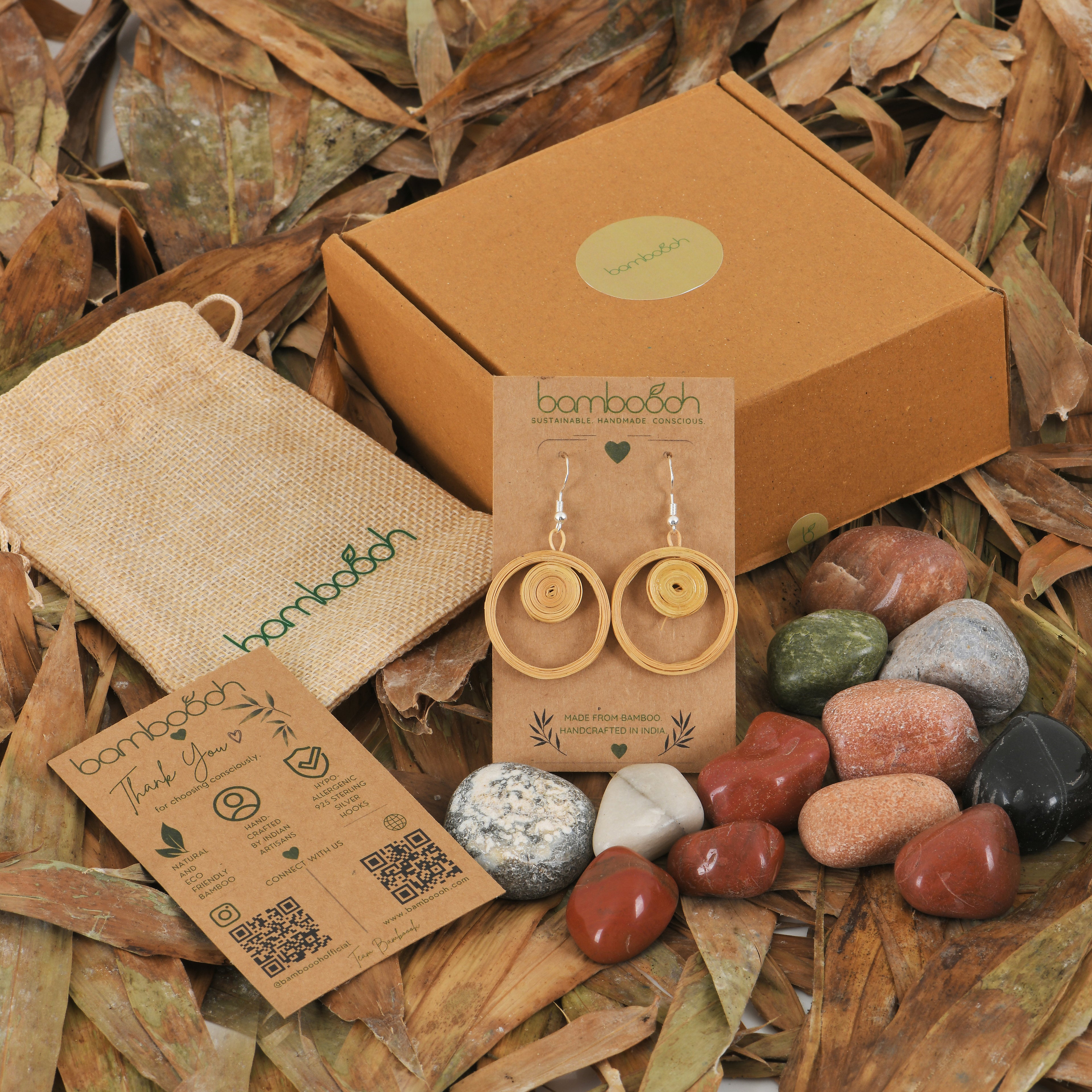 Helio – Circular Handmade Bamboo Earrings