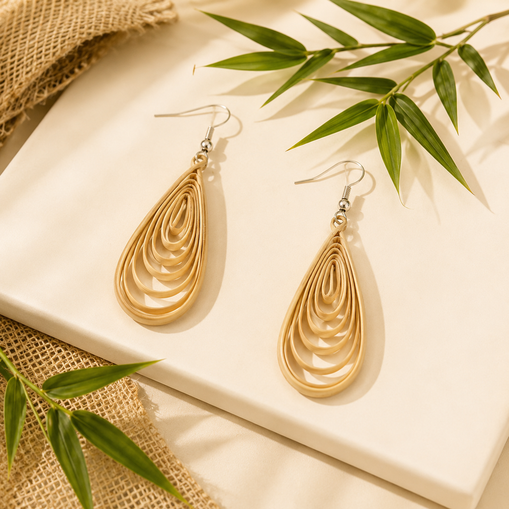 Elyra-Bamboo Dangle Earrings