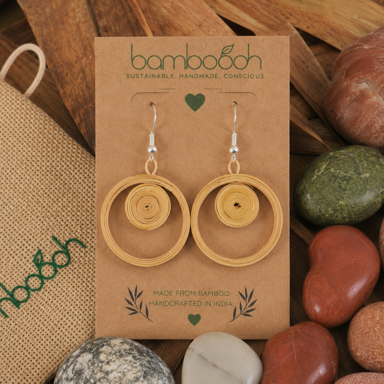 Helio – Circular Handmade Bamboo Earrings