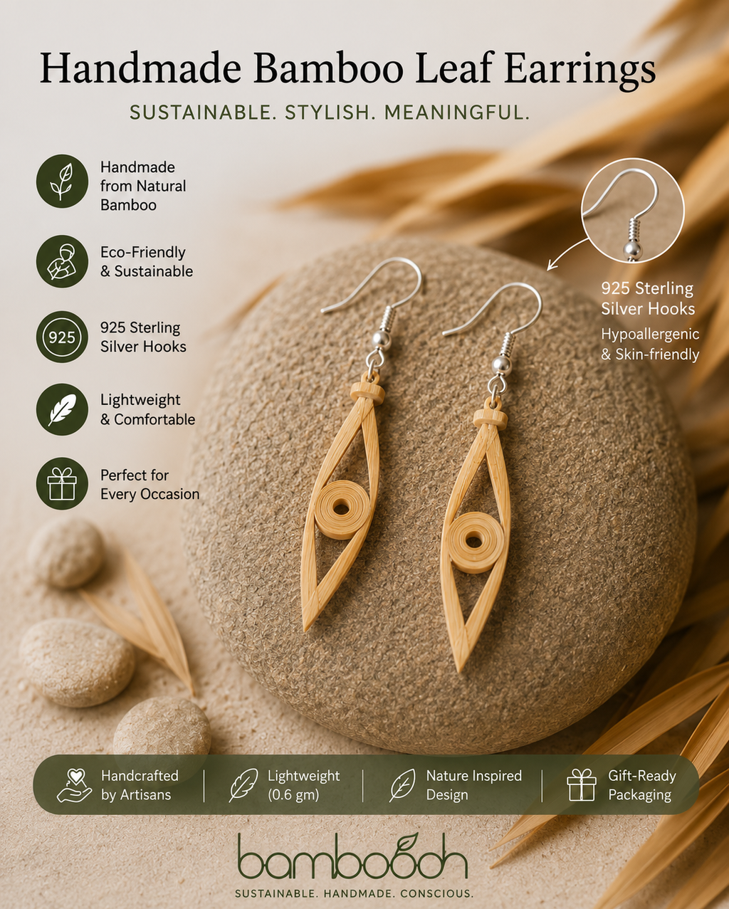 Aurex - Bamboo Dangle Earrings
