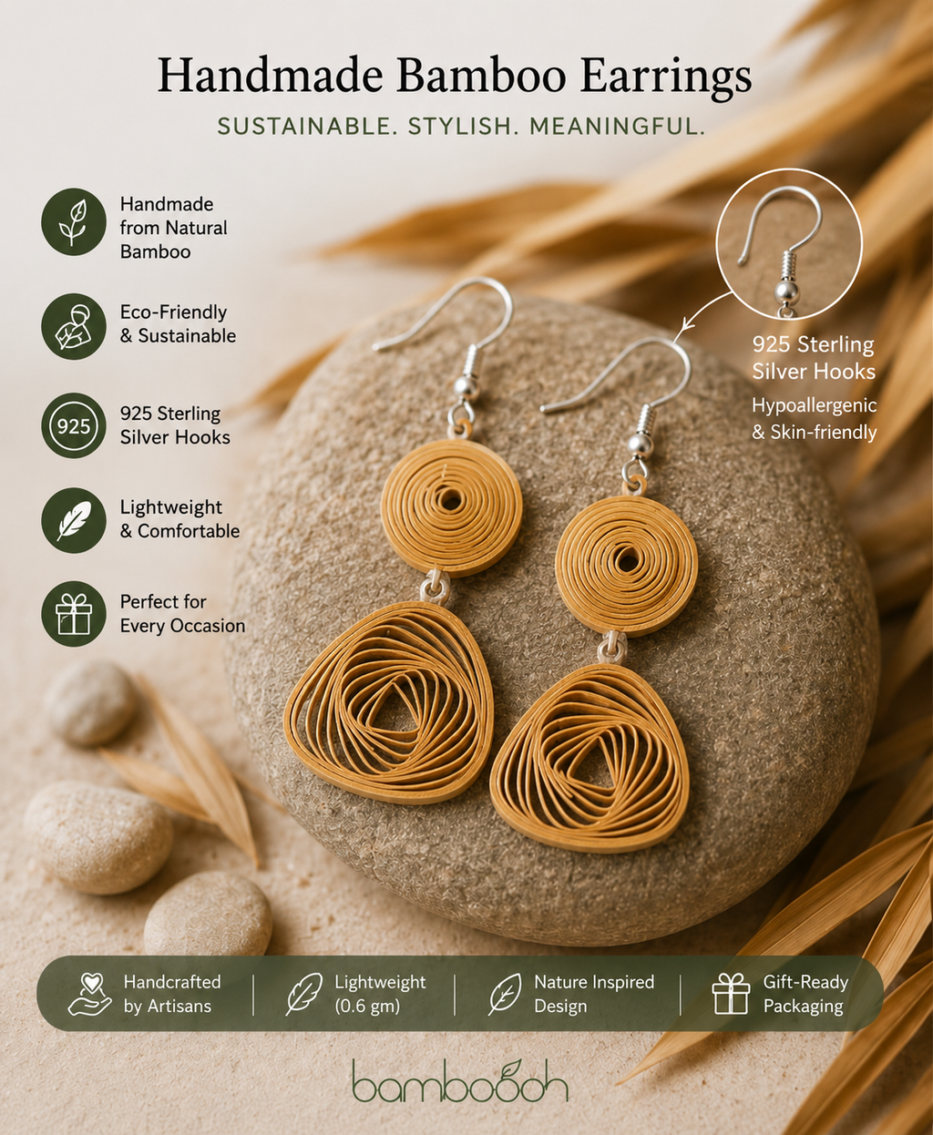 Spira – Handmade Bamboo Spiral Earrings