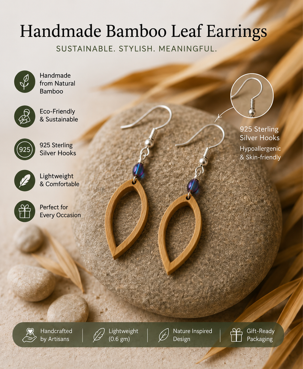 Astra - Bamboo Dangle Earrings