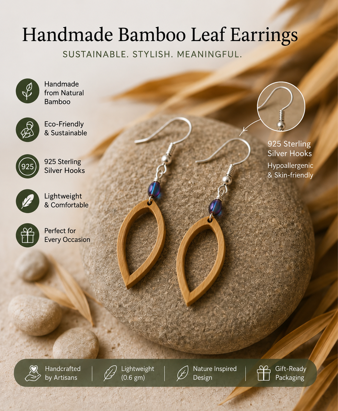 Astra - Bamboo Dangle Earrings