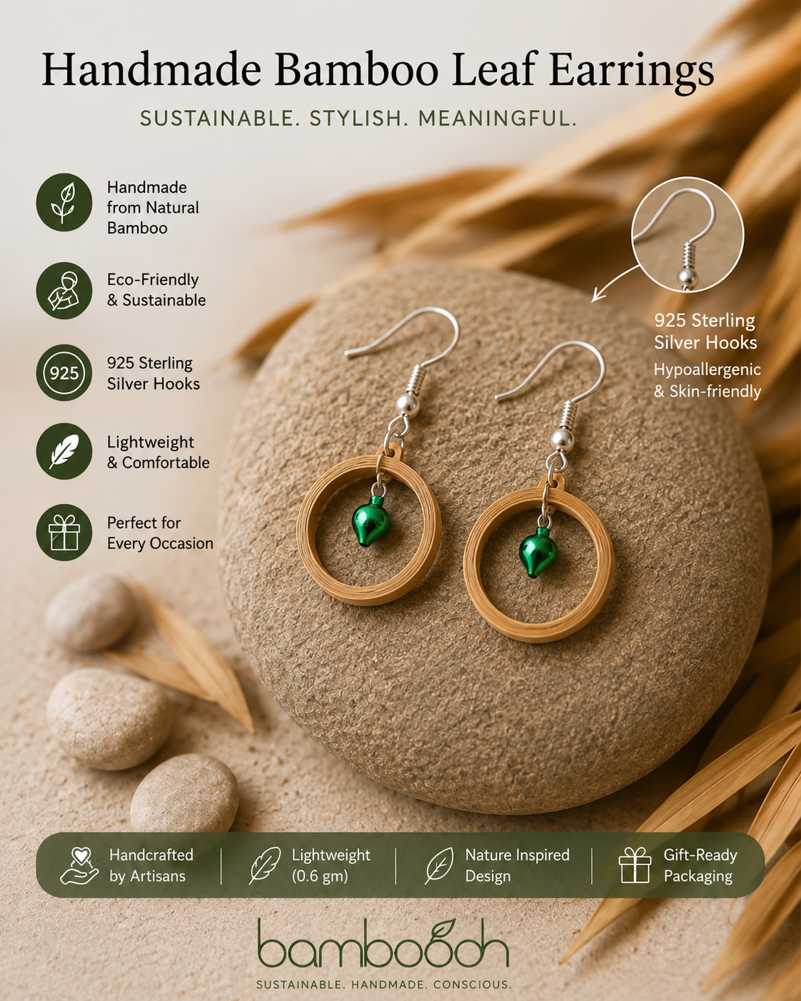 Aurea - Bamboo Dangle Earrings